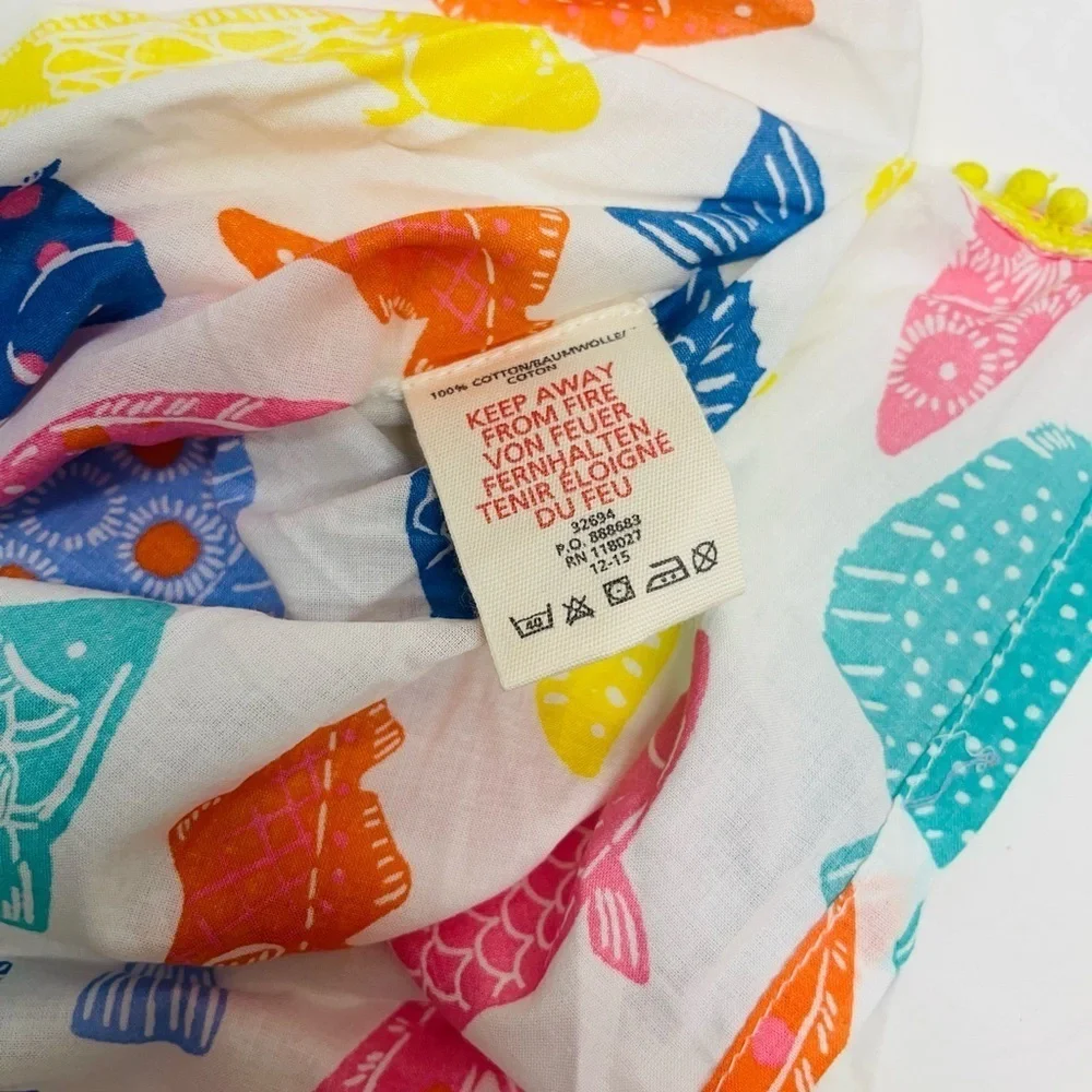 MINI BODEN girls size 9-10 swimsuit cover fish prints